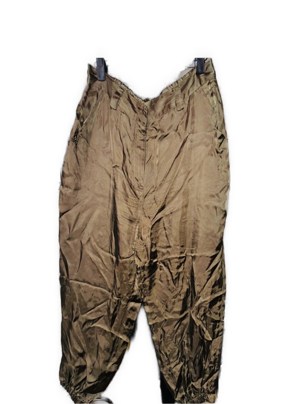 Cinq a Sept Tous Les Jours Olive Cargo-Style Sateen Joggers Baggy and Wide Leg